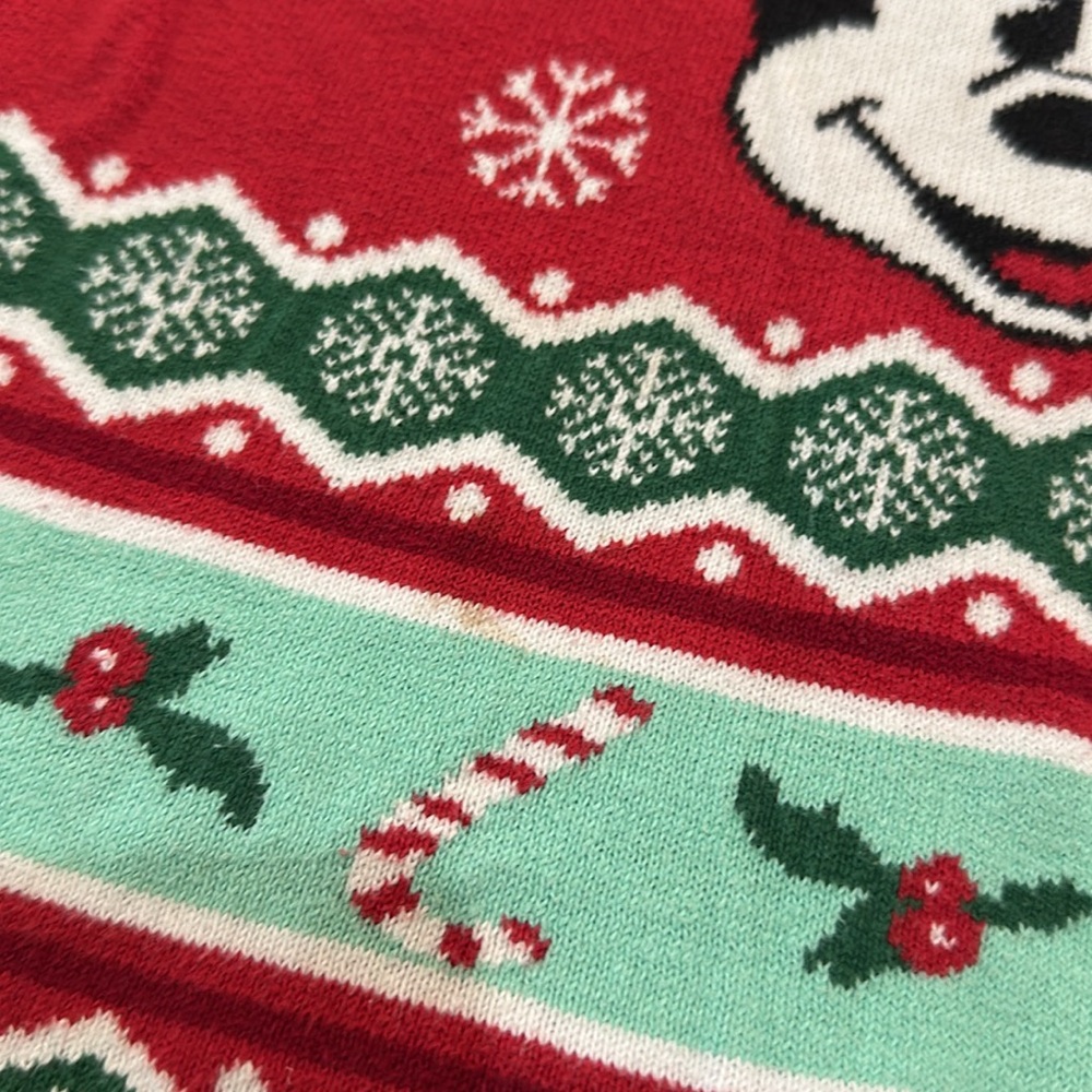 Disney Kids Red and Green Family Holiday Sweater Size 5 - Picture 4 of 10